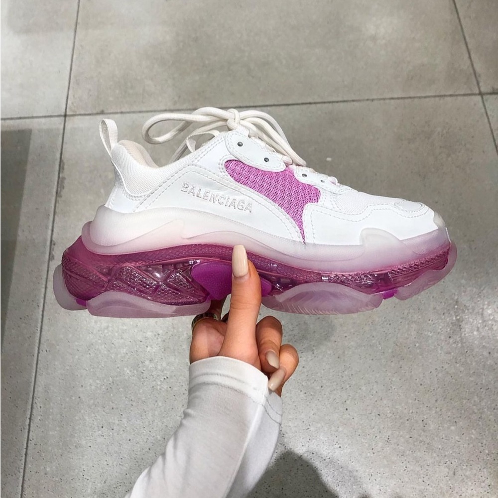 balenciaga triple s sneakers in white pink